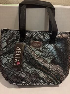dELiA*s Metallic Snake-Print Insulated Lunch Tote Bag.